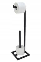 STOJAK NA PAPIER TOALETOWY METALOWY Z MIEJSCEM NA ZAPAS - CZARNY
