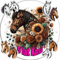 OPŁATEK NA TORT 20CM - KOŃ HORSE DEKORACJA URODZINOWA + IMIĘ 15CM 18CM