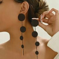 Kolczyki bardzo długie 16 cm czarne koła eleganckie + Gratis