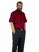 Elegancka koszula męska bordowa krótki rękaw 46/47 - 3XL