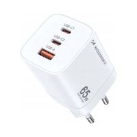 Ładowarka sieciowa GaN 65W 100-240V USB-A 2x USB-C biała