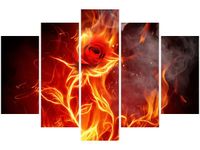 100CM 150CM OBRAZ 5 ELEM OGNISTA RÓŻA ŚCIENNY