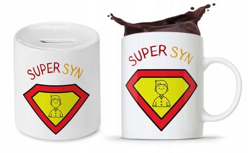 Zestaw Dla Syna Dziecka Prezent Kubek + Skarbonka Z Nadrukiem Ze Zdjęciem na Arena.pl