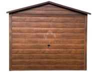 Garaż Blaszany 3x6m Brama Uchylna Ciemny Orzech Drewnopodobny Dach NB148