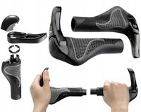 Chwyty na rower ROGI GRIPY ROWEROWE RĄCZKI DO KIEROWNICY Z ROGAMI SZARE