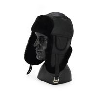 Skórzana ciepła pilotka kożuchowa czapka Podhale 58 cm