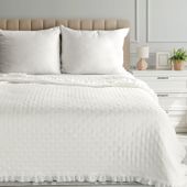 Narzuta pikowana Libi 3 220X240 cm kremowa mikrofibra z falbaną hotpress