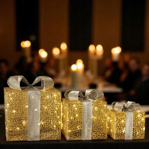 Ozdoba Prezenty zestaw 3 szt. LED Figurka świetlna świąteczna prezentowy na Arena.pl