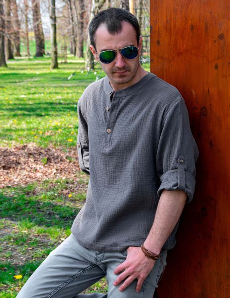 Szara koszula w stylu boho zdjęcie 4