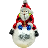 Bombka choinkowa szklana: Święty Mikołaj na śnieżnej kuli