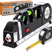 POZIOMICA LASEROWA Z MIARKĄ 250 cm LASER 3 LIBELKI 15 m LASER KRZYŻOWY
