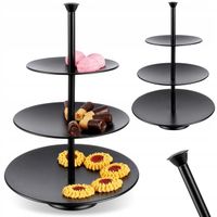 PATERA PIĘTROWA na ciasto owoce tort 3-piętrowa czarna metalowa na święta