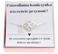 Bransoletka Srebrna Damska Na Szczęście 925 Z Koniczynką Cyrkoniami