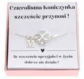 Bransoletka Srebrna Damska Na Szczęście 925 Z Koniczynką Cyrkoniami