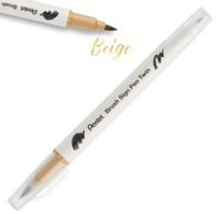 DWUSTRONNY PISAK PĘDZELKOWY DO KALIGRAFII BEIGE PENTEL