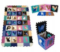 MATA EDUKACYJNA PUZZLE 3D PIANKOWA EVA ALFABET LITERY ZWIERZĘTA XXL OGROMNA