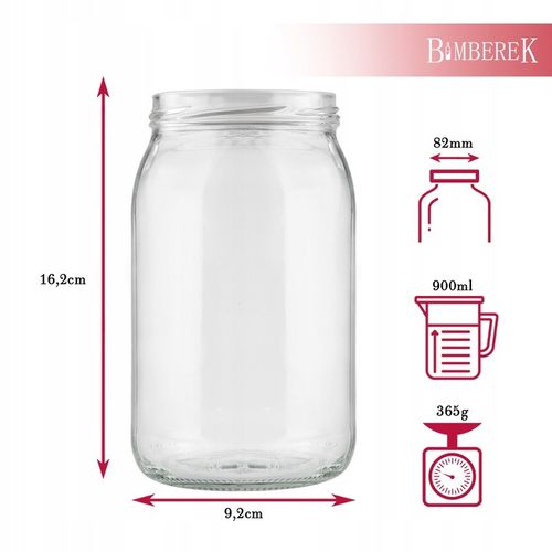 8x Słoik 900ml z zakrętką fi82 na MIÓD DŻEM PRZETWORY słoiki szklane na Arena.pl