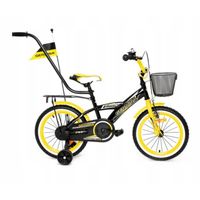 ROWER DZIECIĘCY DLA CHŁOPCA 16'' 4-6lat CZARNY GERMINA kółka boczne KOSZYK