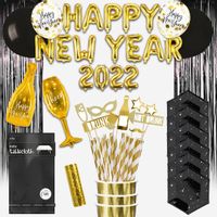 Zestaw sylwestrowy sylwester balony dekoracje na sylwestra baner talerzyki kubeczki czarny