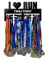Wieszak na medale I LOVE RUN twoje imię dowolny tekst 47.3