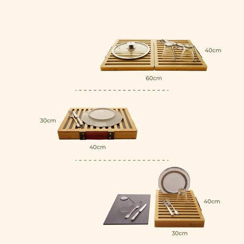 Składany Ociekacz do Naczyń Bambus i Kamień 40x30 cm Brązowy Szary na Arena.pl