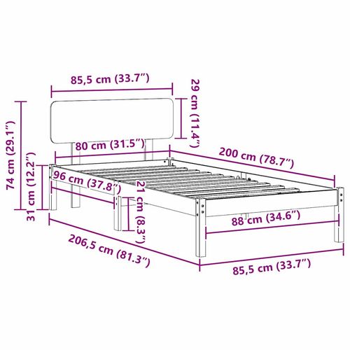 Ramka łóżka Woskowy Brąz 80 x 200 cm Lite drewno sosnowe na Arena.pl