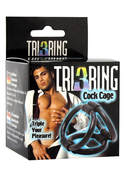 Tri Ring Cock Cage Black zdjęcie 2