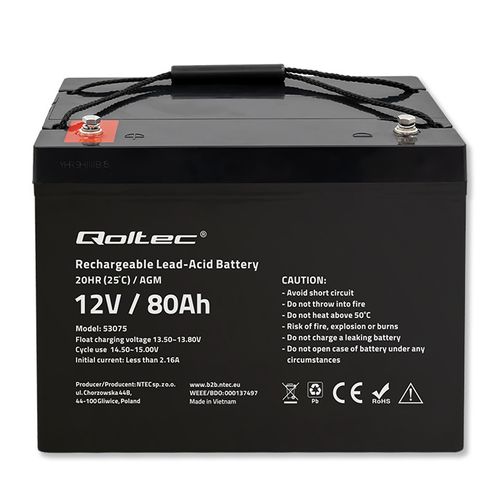 Qoltec Akumulator AGM 12V 80Ah na Arena.pl
