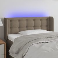 Zagłówek do łóżka z LED, taupe, 93x16x78/88 cm, tkanina