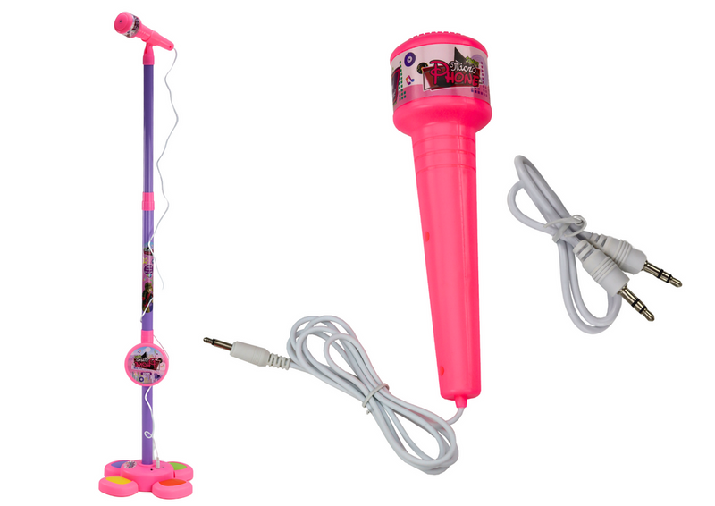 Mikrofon Ze Statywem Dla Dzieci Regulowany Różowy zdjęcie 2
