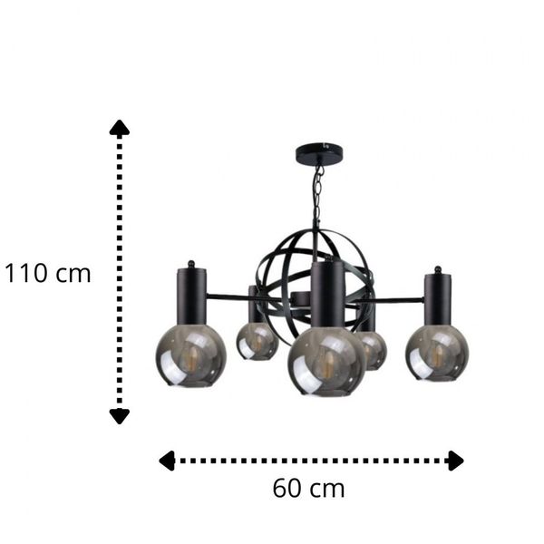 Żyrandol 5xE27 PLANET BLACK zdjęcie 2