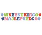 Baner Wszystkiego Najlepszego 4 baloniki kolorowy, 2 x 300 cm