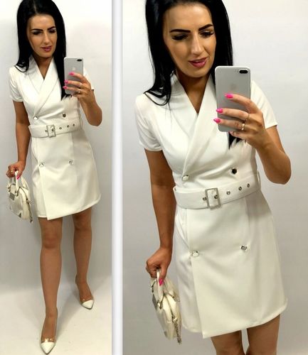 Sukienki Damskie na Komunię Chrzciny Sukienka Elegancka Ołówkowa Róż M na Arena.pl