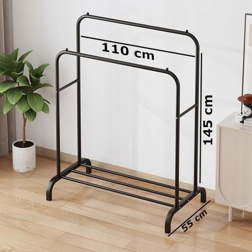 WIESZAK NA UBRANIA BUTY STOJĄCY PODŁOGOWY STOJAK CZARNY PODWÓJNY na Arena.pl