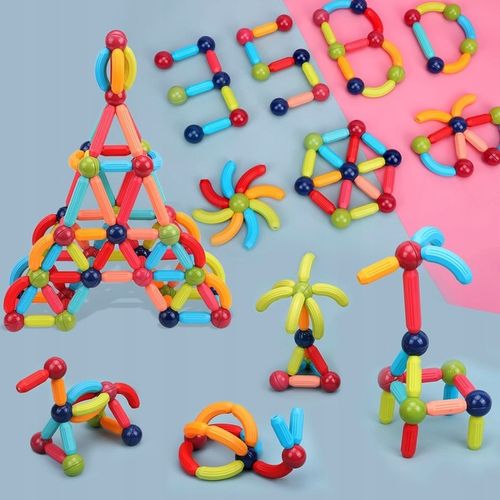 KLOCKI MAGNETYCZNE DLA DZIECKA 3D EDUKACYJNE KONSTRUKCYJNE BEZPIECZNE 84el na Arena.pl