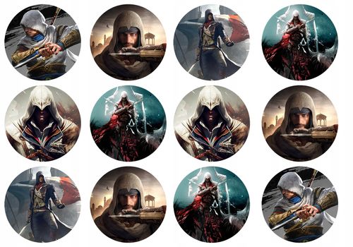 OPŁATEK na BABECZKI MUFFINKI zestaw na urodziny 12szt. - ASSASSIN GRY na Arena.pl