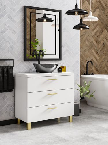 Szafka łazienkowa ROMA 60 biały/GOLD z umywalką Eliza C na Arena.pl