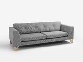 Sofa 3 osobowa WILLY - ciemna pepita, naturalny, sofa do kawiarni baru