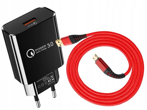 ŁADOWARKA SIECIOWA QC 3.0 + KABEL MICRO USB 3M na Arena.pl