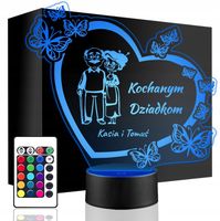PREZENT DZIEŃ BABCI I DZIADKA NA LAMPKA NOCNA LED WIELOKOLOROWA z GRAWEREM