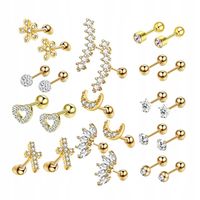 24-częściowy zestaw kolczyków na chrząstkę z płaskim tyłem, hipoalergiczny