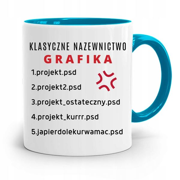 Kubek Błękitny Dla Grafika Klaszyczne Nazewnictwo Z Nadrukiem Ze Zdjęciem zdjęcie 1