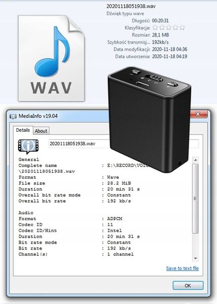DYKTAFON PODSŁUCH SZPIEGOWSKI USB DETEKCJA 32GB zdjęcie 13