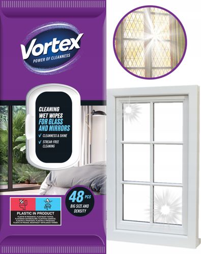 vortex chusteczki nawilżane do luster i szkła , flip top ,48 sztuk na Arena.pl