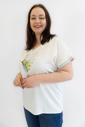 Biała Bluzka Damska z Koliberkiem 44 na Arena.pl