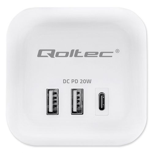Qoltec Kostka Zasilająca 6w1, USB-C PD 20W, 2m, Biała na Arena.pl