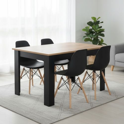 Stół z Krzesłami Zestaw do Jadalni Kuchni Salonu Loft 4 Krzesła Czarne na Arena.pl