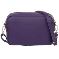 VERA PELLE torebka skórzana listonoszka z paskiem na ramię V486 c.fioletowa