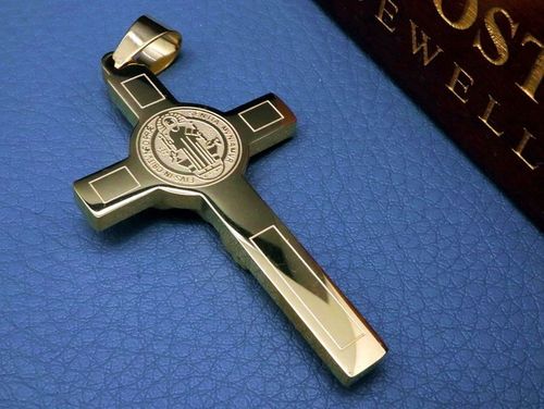 GRUBY ZŁOTY ŁAŃCUCH ŁAŃCUSZEK Z KRZYŻYKIEM STAL CHIRURGICZNA PREMIUM 9MM na Arena.pl