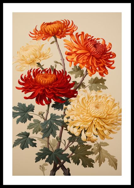 Plakat 40x60cm Tańczące Chryzantemy zdjęcie 3